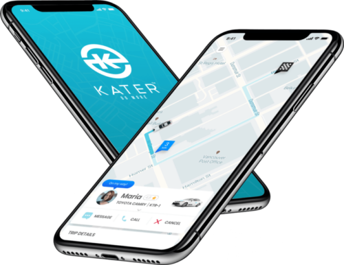kater app booking a ride in iphone mockup